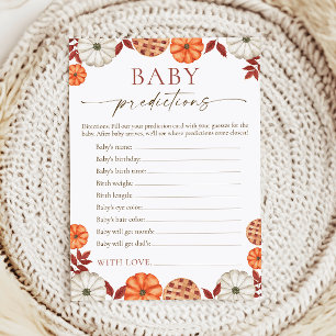 Pompoen Baby Voorspellingen Baby Shower Spel Advieskaart