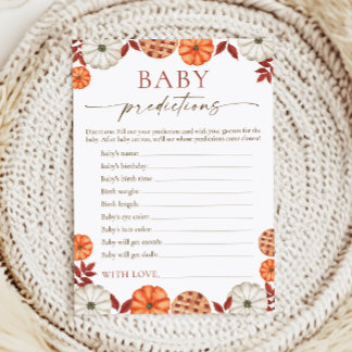 Pompoen Baby Voorspellingen Baby Shower Spel Advieskaart