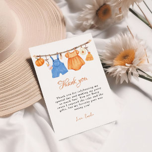 Pompoen babykleding Baby shower Dank u kaart