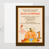 Pompoen Baby's 1e verjaardag Halloween 5x7 uitnodi Kaart (Voorkant / Achterkant)