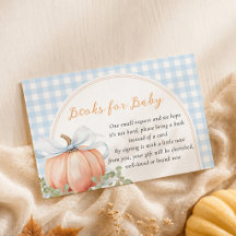 Pompoen Blauwe Gingham Baby Shower Boeken voor Bab