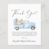 Pompoen Blauwe Truck Baby Boy Shower Dank u kaart (Voorkant)
