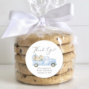 Pompoen Blauwe Truck Baby Boy Shower Dank u Ronde Sticker