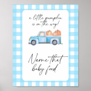 Pompoen blauwe vrachtwagen - noem dat babyvoedsel poster