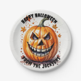 pompoen blij Halloween feest Papieren Bordje