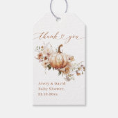 Pompoen & Bloem Boho Herfst Baby shower Cadeaulabel (Voorkant)