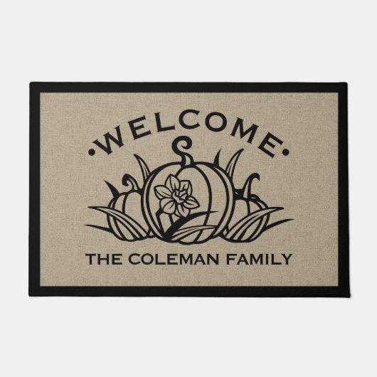 Pompoen & bloemblaadjes Welkom Deurmat (Voorkant)