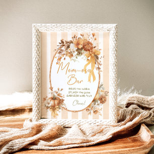 Pompoen Bloemboog Baby Shower Mom-osa Bar Poster