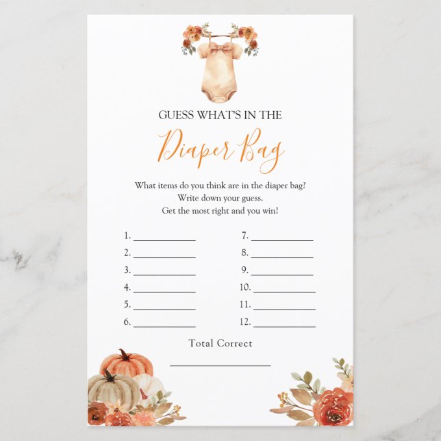 Pompoen Bloemen Baby Kleding Wat zit er in Luierta (Voorkant)