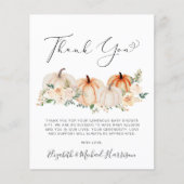Pompoen Bloemen Baby shower Dank u kaart (Voorkant)