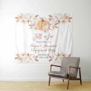 Pompoen Bloemen Herfst in Liefde Engagement Party Wandkleed