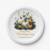 Pompoen Bloemen Thanksgiving Diner Papier Borden Papieren Bordje (Voorkant)
