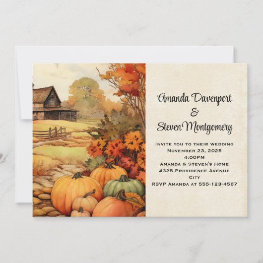 Pompoen Boerderij Herfst Oogst Herfst bruiloft Kaart (Voorkant)