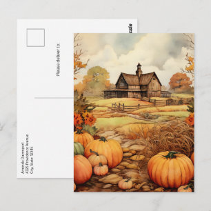 Pompoen Boerderij Herfst Oogst Thanksgiving Briefkaart