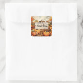 Pompoen Boerderij Herfst Oogst Thanksgiving Dank u Vierkante Sticker (Tas)