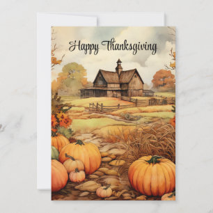 Pompoen Boerderij Herfst Oogst Thanksgiving Feestdagenkaart