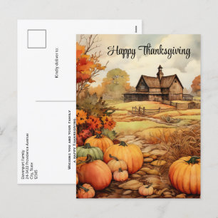 Pompoen Boerderij Herfst Oogst Thanksgiving Feestdagenkaart