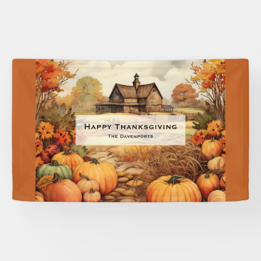 Pompoen Boerderij Herfst Oogst Thanksgiving Spandoek (Horizontaal)