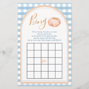 Pompoen Boho Blue Gingham 1e verjaardag Bingo Game
