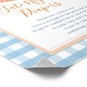 Pompoen Boho Blue Gingham Late Night Luier Sign Poster (Hoek)