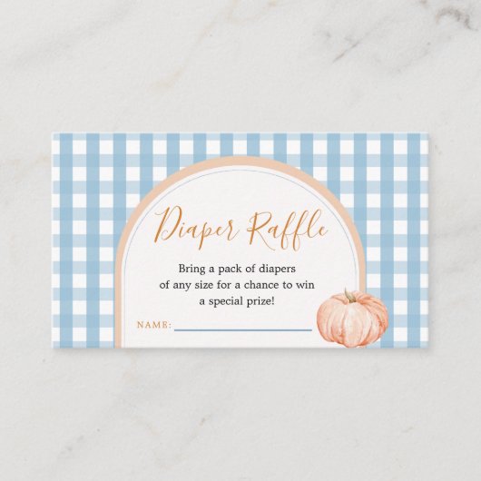 Pompoen Boho Blue Gingham Luier Raffle Enclosure Informatiekaartje (Voorkant)