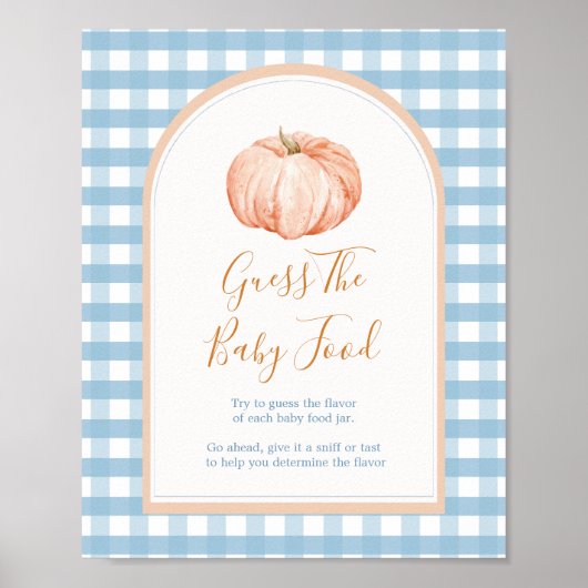 Pompoen Boho Blue Gingham Raad het Baby-eten Poster (Voorkant)