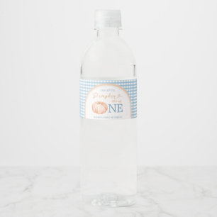 Pompoen Boho Blue Gingham Waterfles Etiket