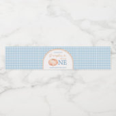 Pompoen Boho Blue Gingham Waterfles Etiket (Enkel label)