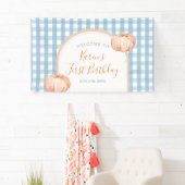 Pompoen Boho Blue Gingham Welkom Groot Spandoek (Insitu)