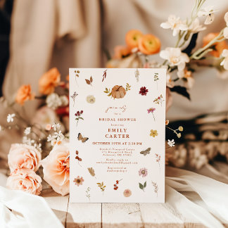 Pompoen Boho Bruidsfeest Herfst Wilde Bloem Kaart