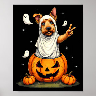 Pompoen Boo Geest Schotse Terriër Hond Halloween Poster
