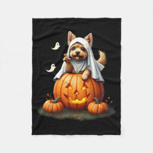 Pompoen Boo Geest Yorkie Hond Halloween Kostuum Fleece Deken