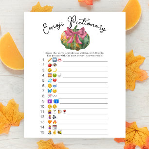 Pompoen boog baby shower Emoji Pictionary spel