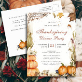 Pompoen Botanische Herfst Thanksgiving Diner Party Uitnodiging Briefkaart