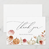 Pompoen Bourgondië Bloemen Bruiloft Dank Je Bedankkaart (Voorkant / Achterkant)