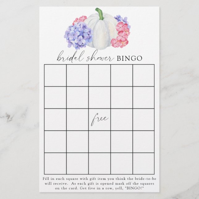 Pompoen - Bruids douche bingo spel (Voorkant)