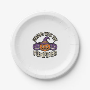 Pompoen Carols T-shirt Vintage Halloween Koor Pomp Papieren Bordje