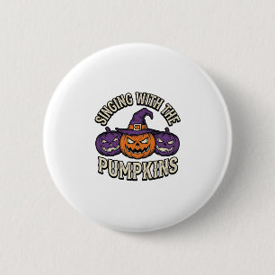 Pompoen Carols T-shirt Vintage Halloween Koor Pomp Ronde Button 5,7 Cm
