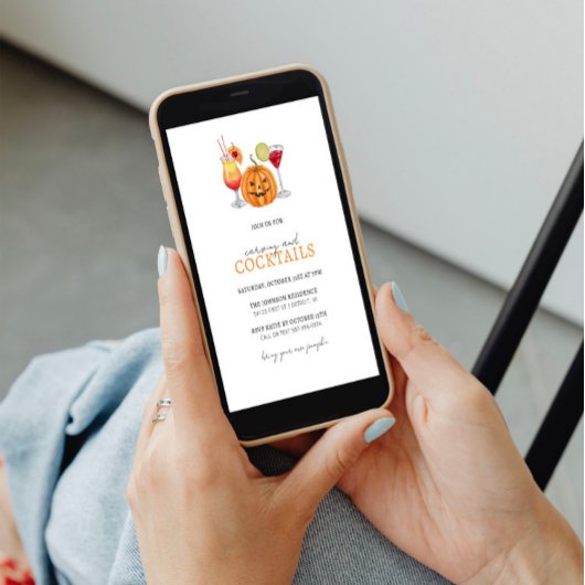 Pompoen Carving en Cocktails Halloween Uitnodiging