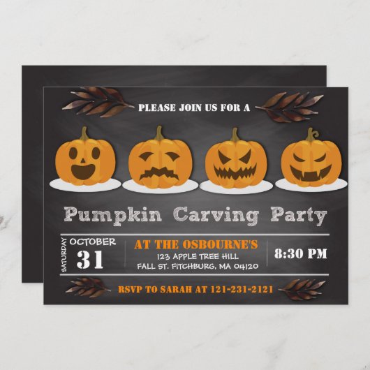 Pompoen Carving Halloween Schattigee Spooktacular Kaart (Voorkant / Achterkant)