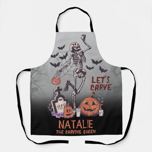 Pompoen Carving Party Custom Halloween Skelet Schort (Voorkant)
