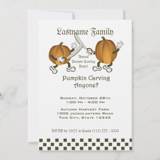 Pompoen Carving Party Kaart (Voorkant)