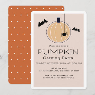 Pompoen Carving Party Modern Beige Halloween Kaart