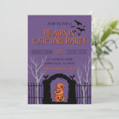 Pompoen Carving Party Spooky Herfst Kaart (Staand voorkant)