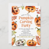 Pompoen carving party uitnodiging Halloween uitnod (Voorkant)