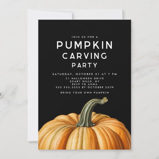 Pompoen carving uitnodiging voor Halloween feest (Voorkant)