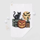 Pompoen Cat Beer Halloween Golfhanddoek (Insitu)