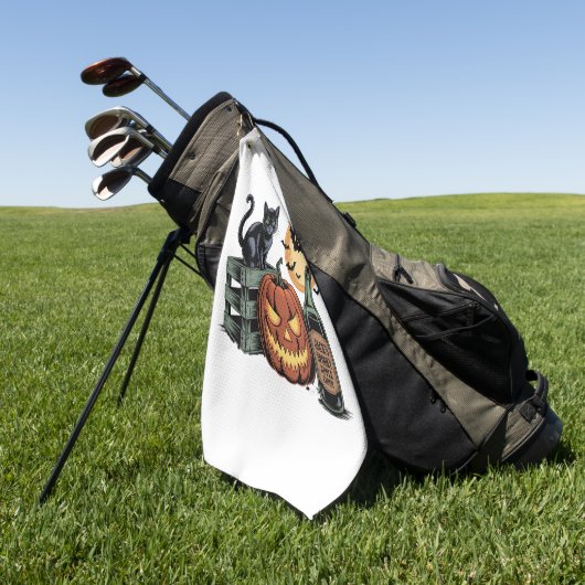 Pompoen Cat Beer Halloween Golfhanddoek (Groen)