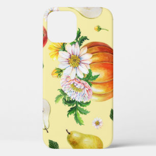 Pompoen, chrysant: herfst fruit illustratie. iPhone 12 hoesje