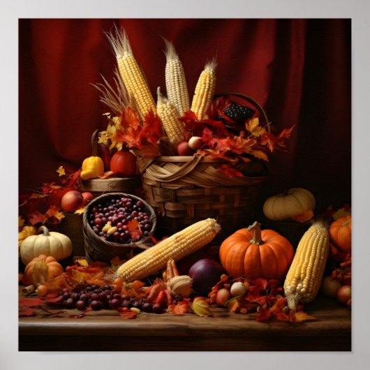 Pompoen cornucopia digitale print (Voorkant)